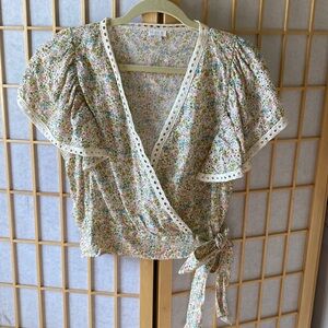 Jennifer and Grace ruffle sleeve eyelet top